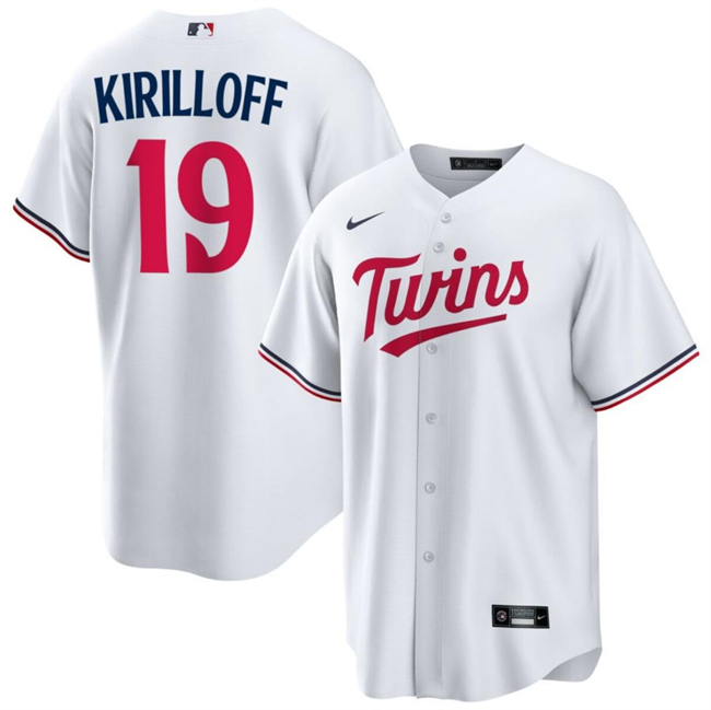 Men's Minnesota Twins #19 Alex Kirilloff White Cool Base Stitched Baseball Jersey